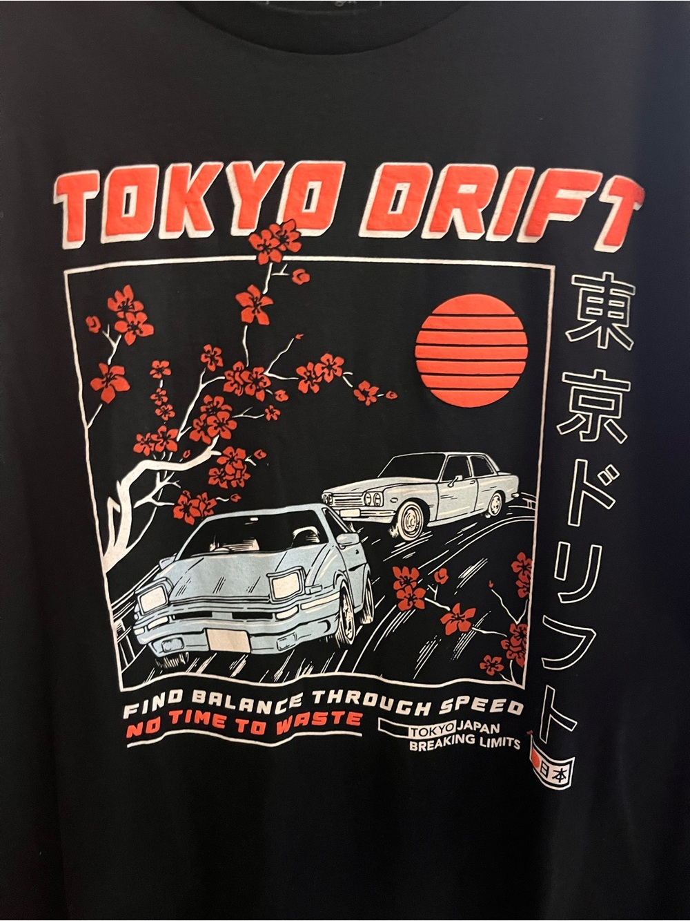 Tokyo Drift Racing Graphic Tee by Red Eight — Black with Red Accents - Picture 4 of 4